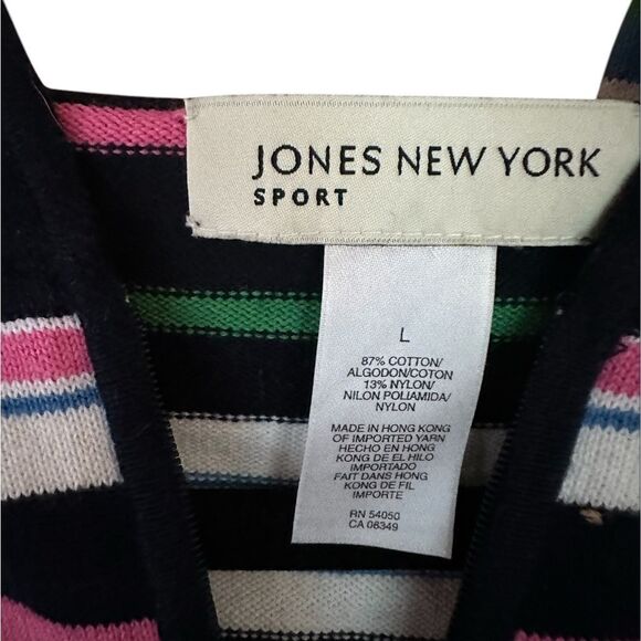 Jones New York Sport Womens Blue Pink Striped Zip Up Hoodie. Size Large - Picture 3 of 6